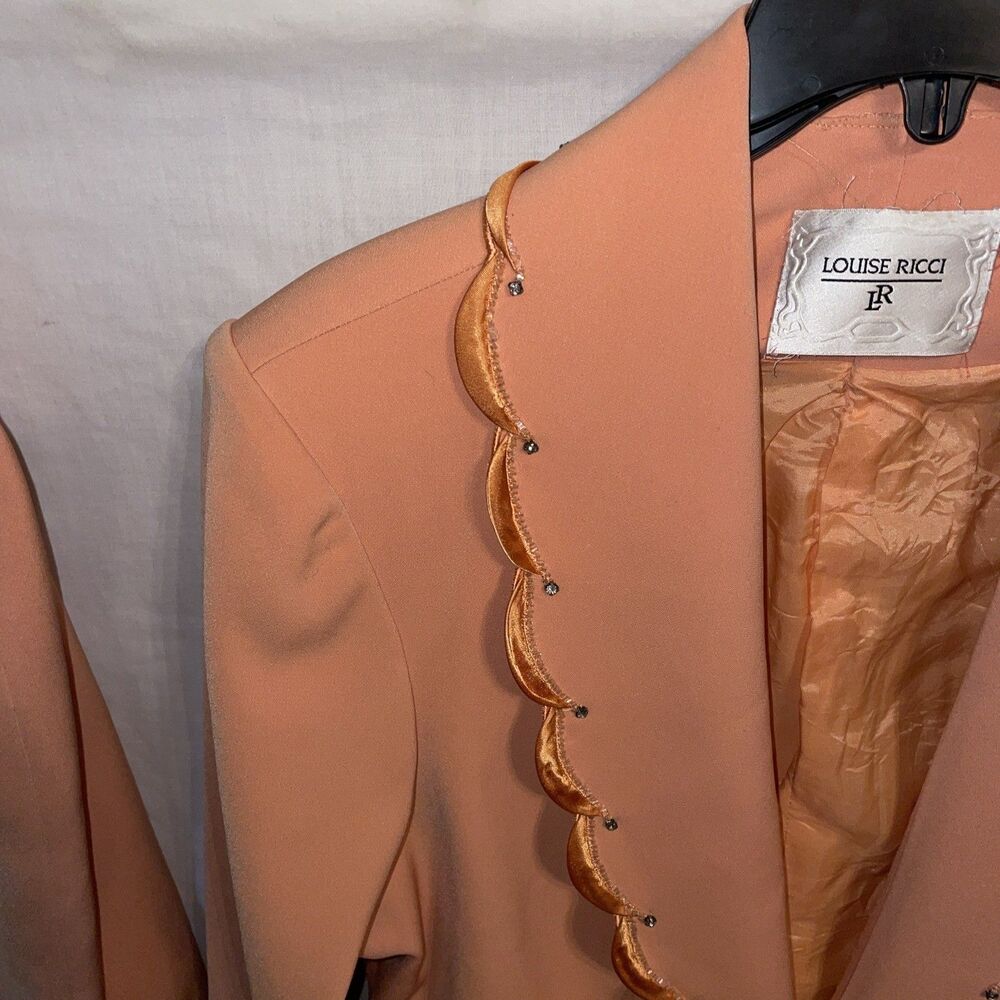 Louise Ricci Women’s Skirt Suit Size 20 Orange Business Formal Party - Picture 5 of 16